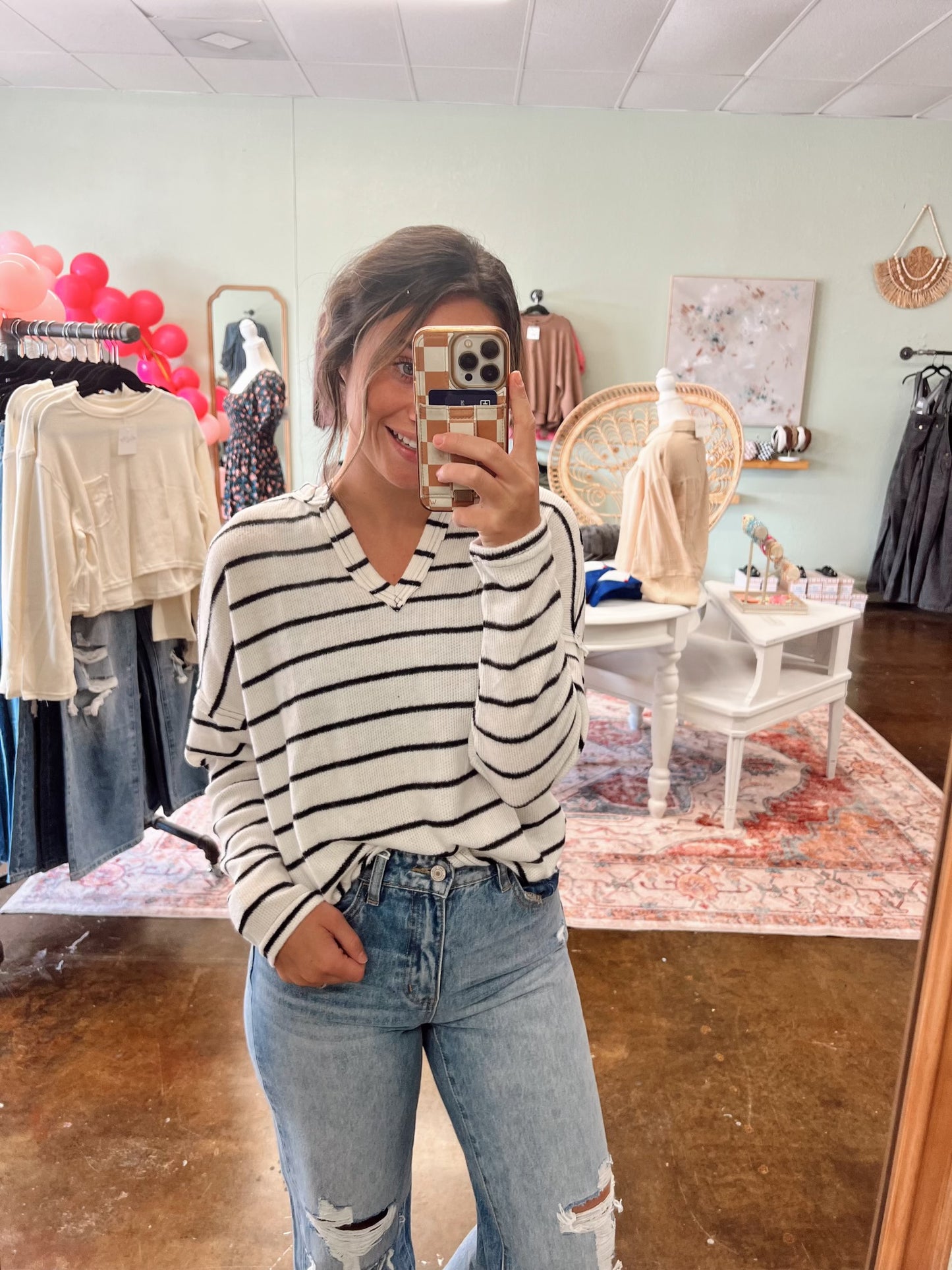 Stevie Striped Top - Cream
