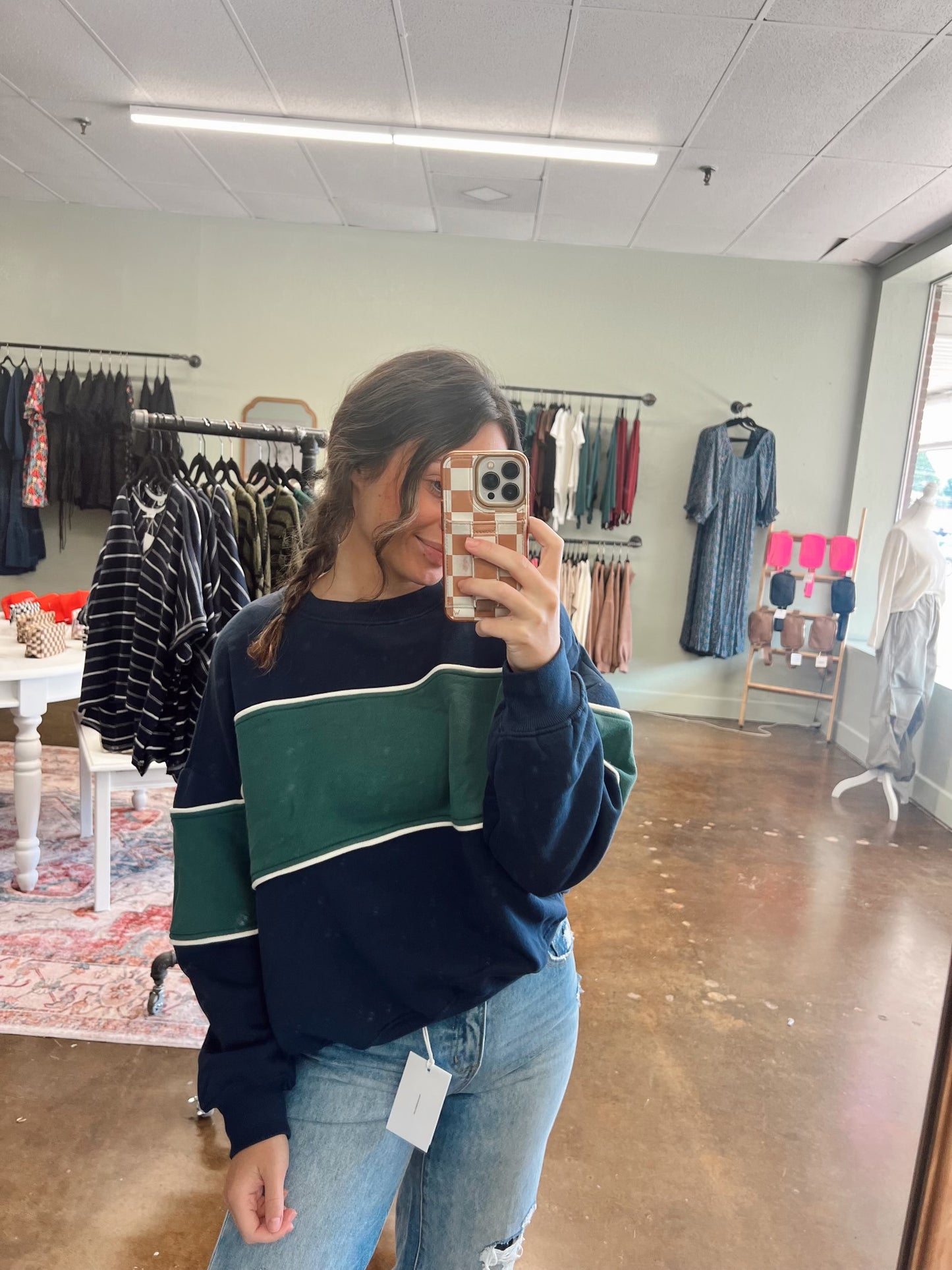 Navy Block Crewneck