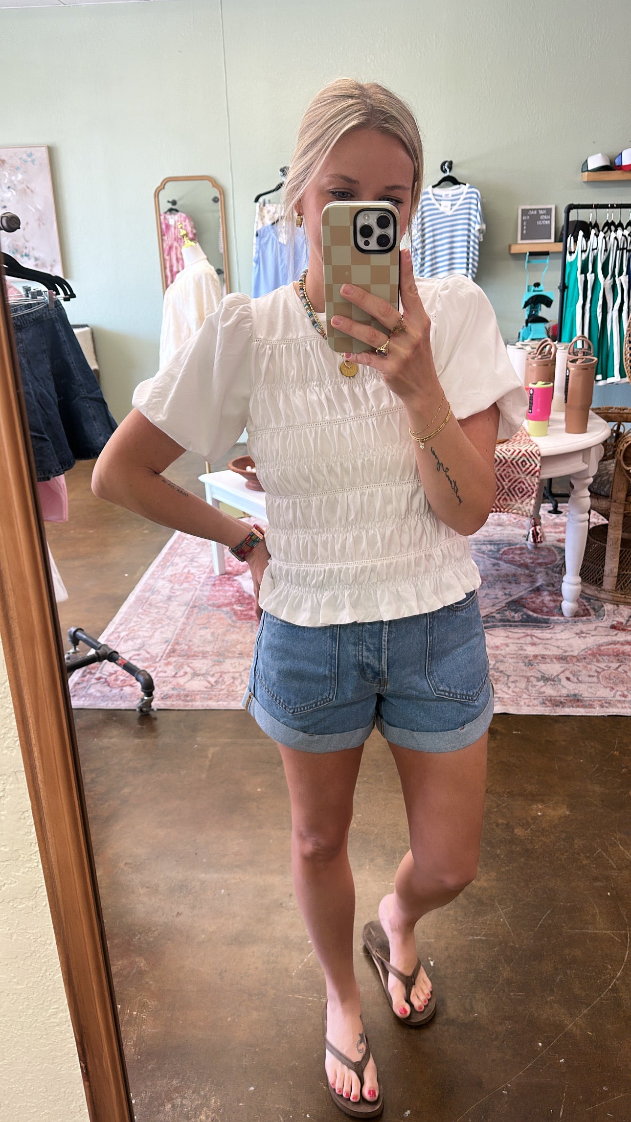 Cuff Denim Shorts