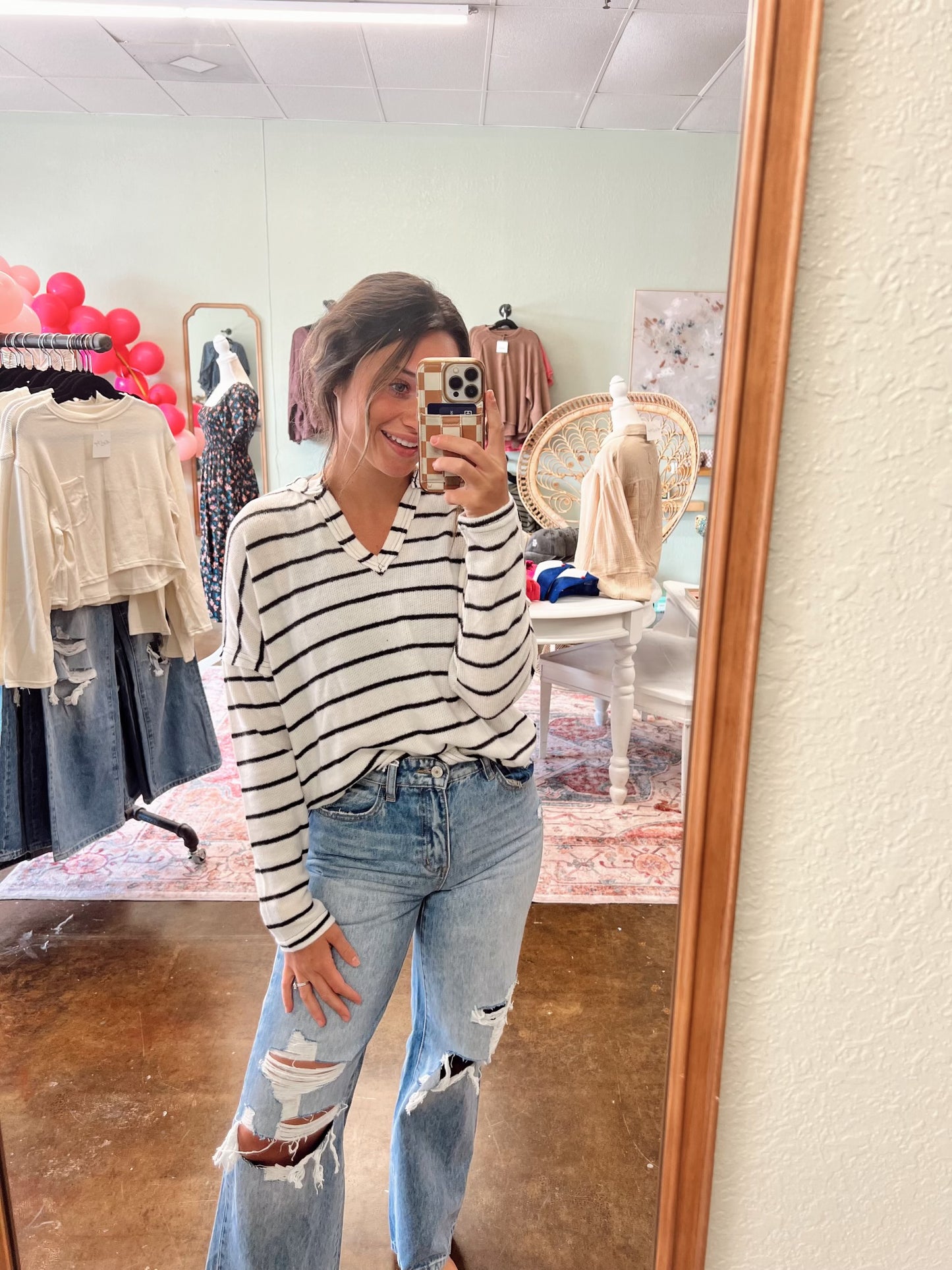 Stevie Striped Top - Cream