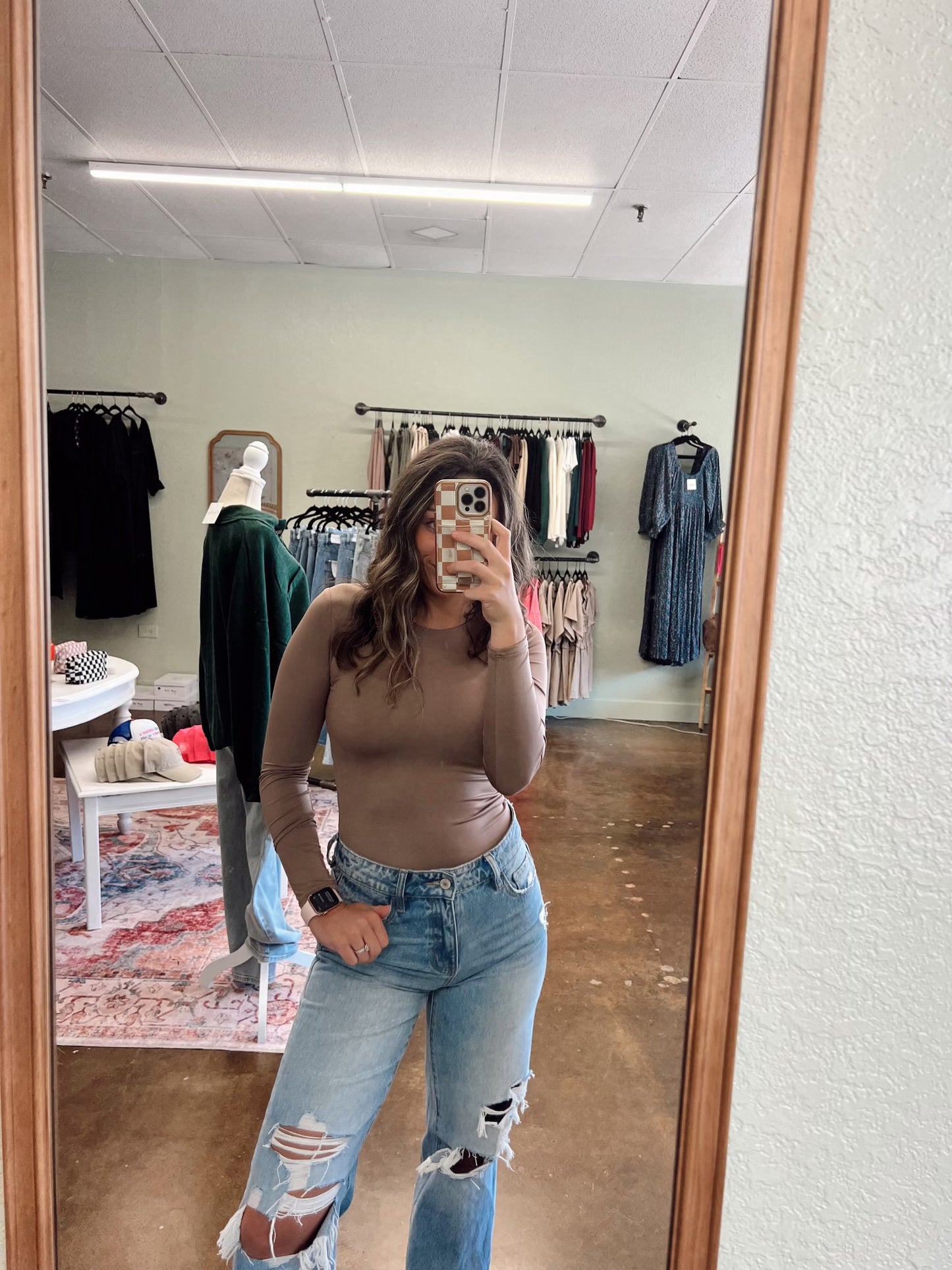 Taupe Round Neck Bodysuit