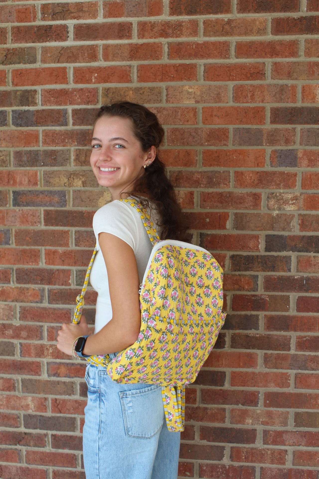 Quilted Backpack-Yellow