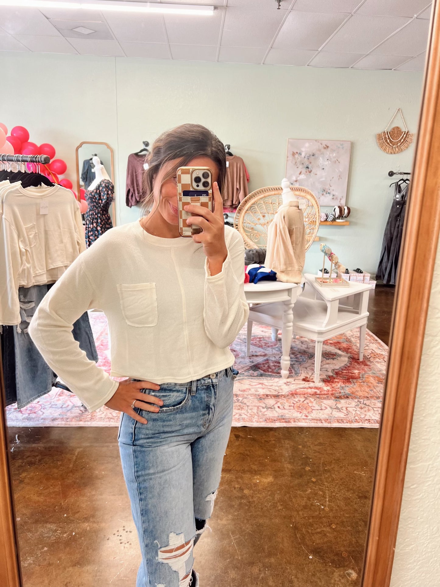 Oatmeal Ribbed Knit Top