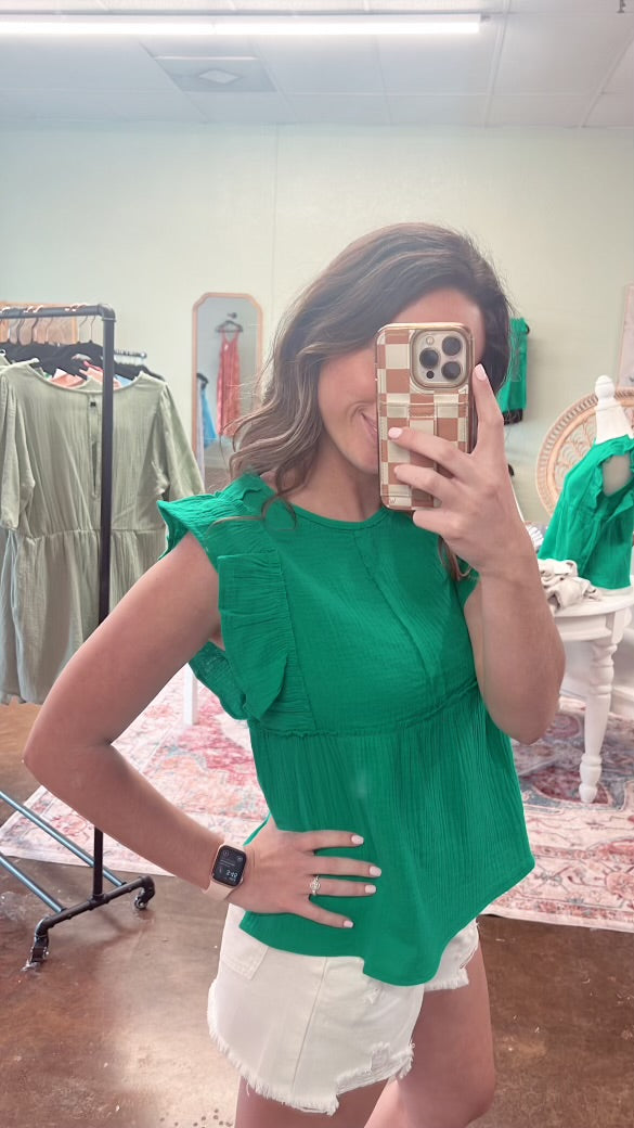 Ruffle Gauze Top