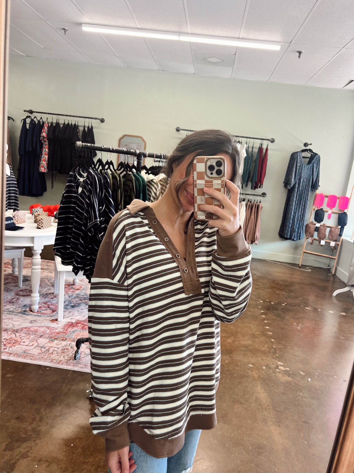 Casual Stripe Top - Mocha