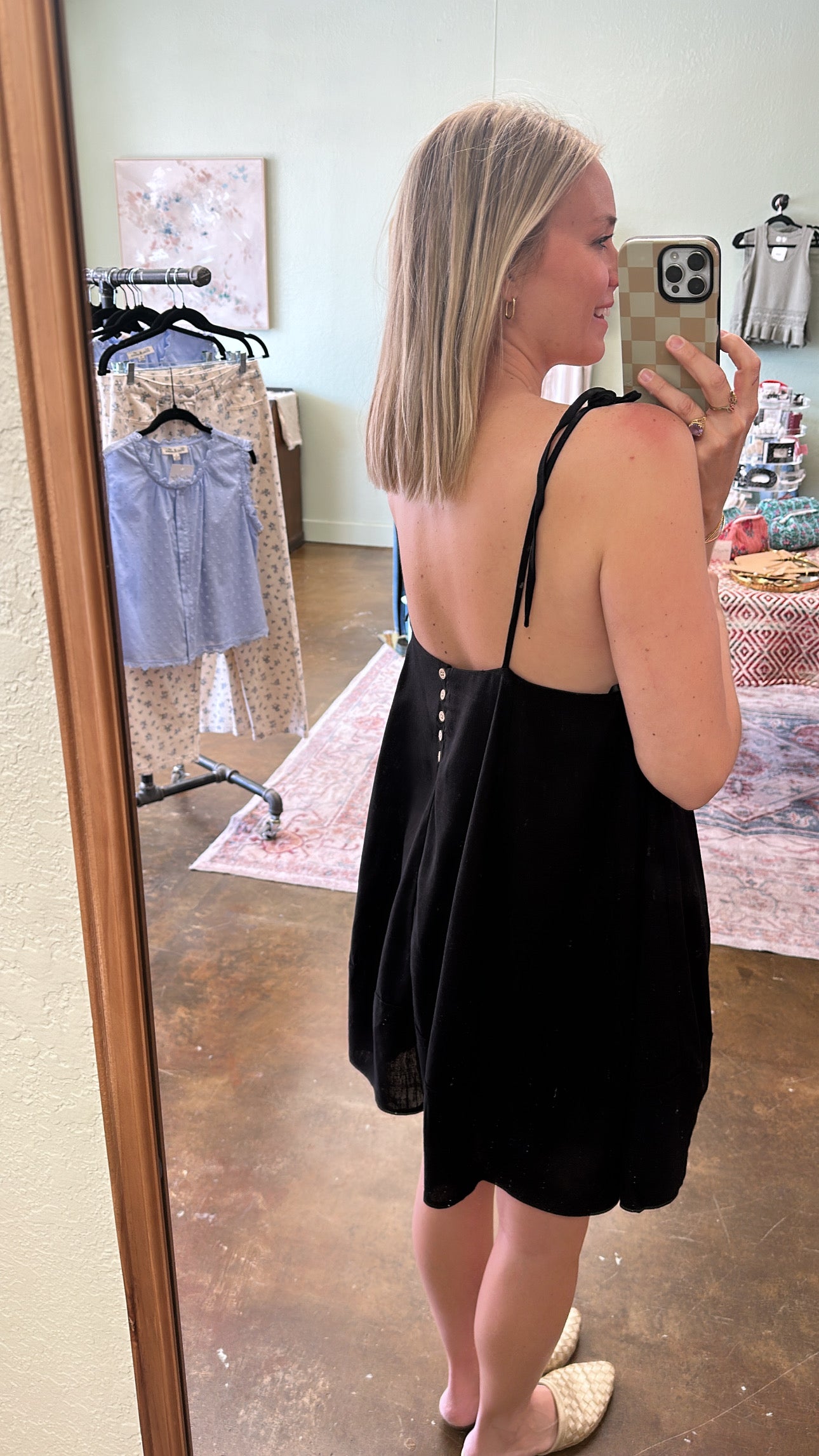 Black Linen Mini Dress