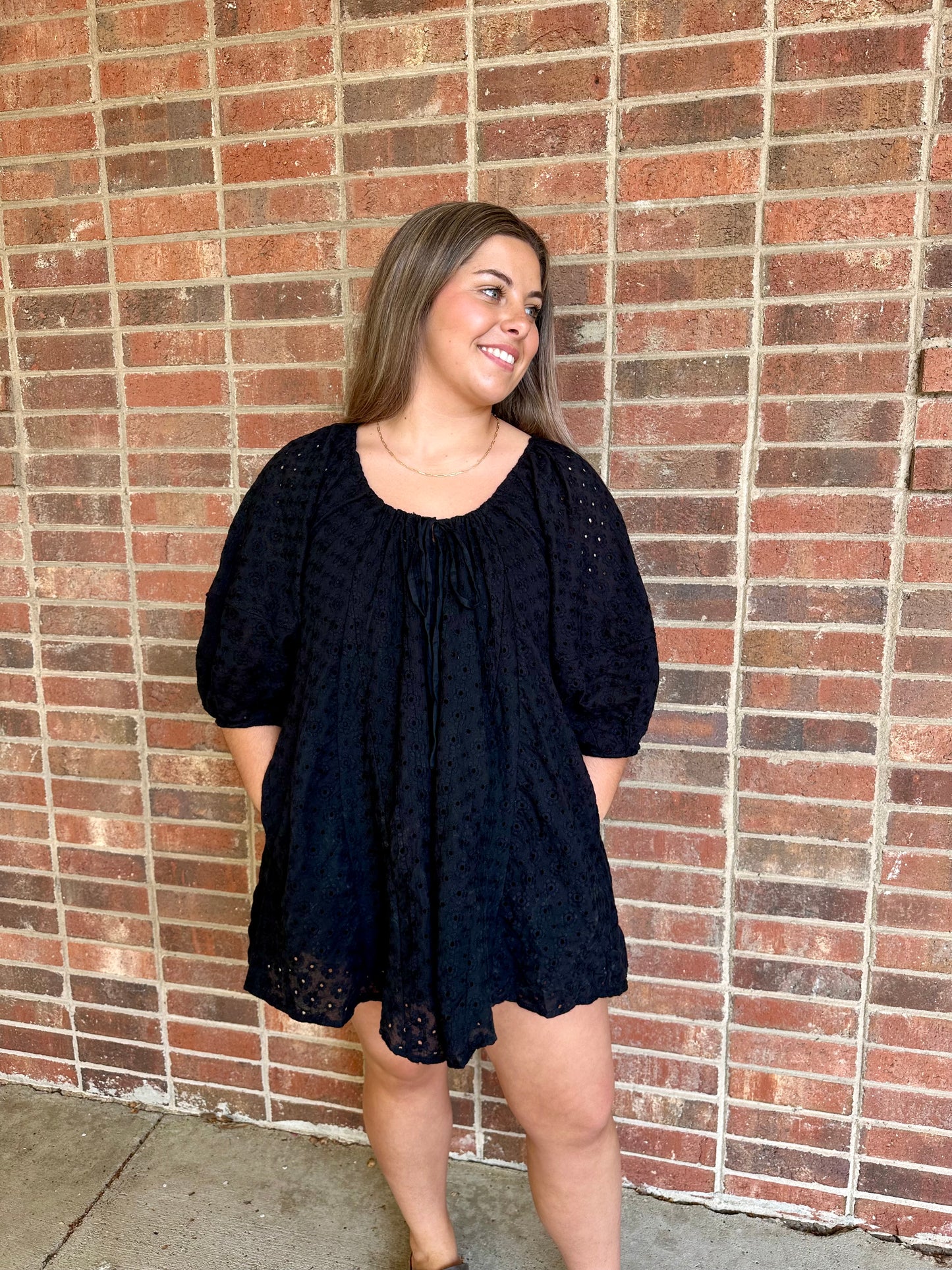 Eyelet Romper - Black