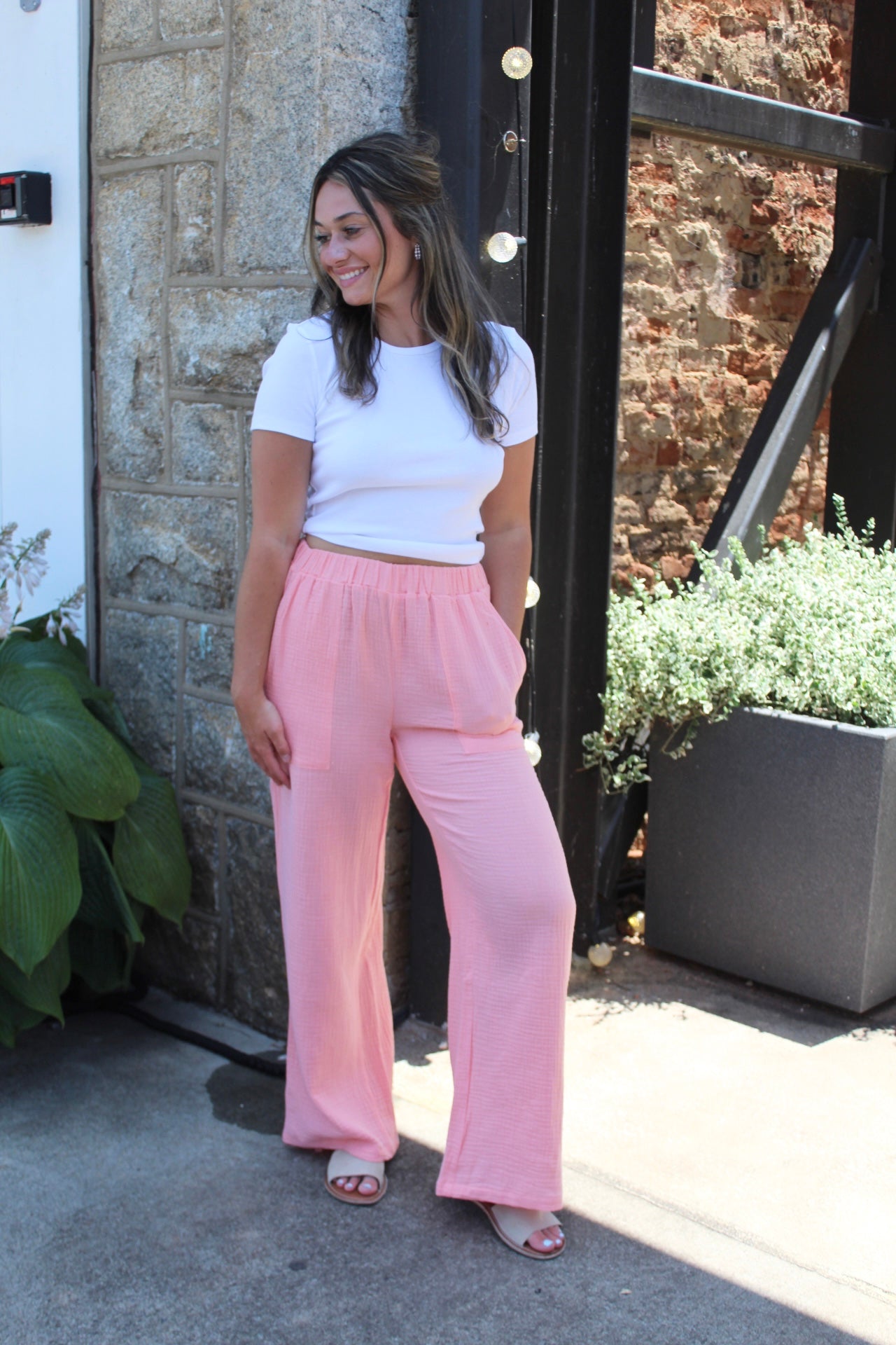 Peach Gauze Pants