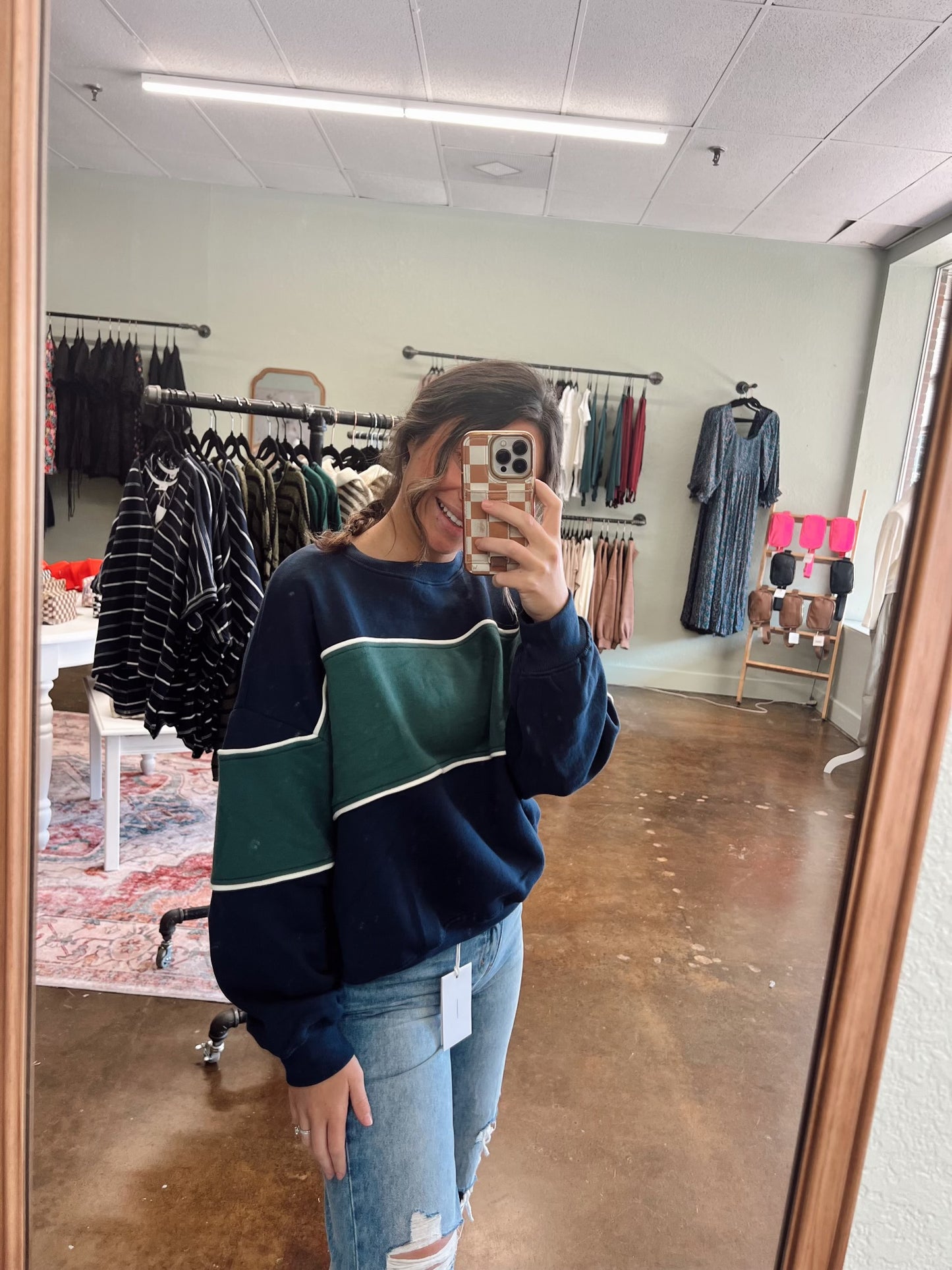 Navy Block Crewneck