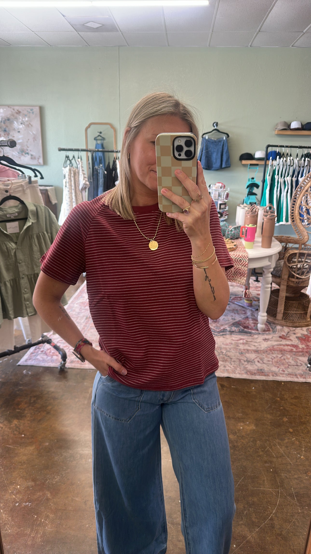 Burgundy Stripe Tee