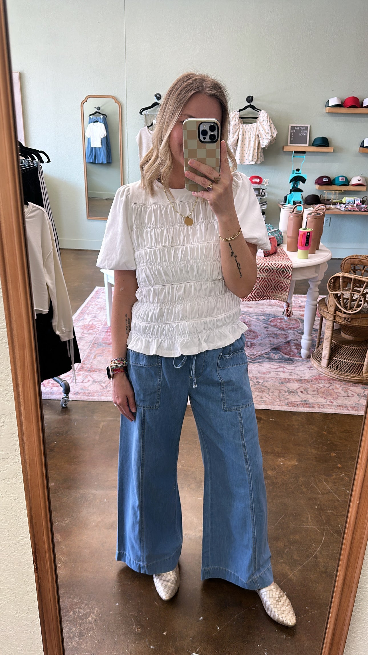 White Smocked Blouse