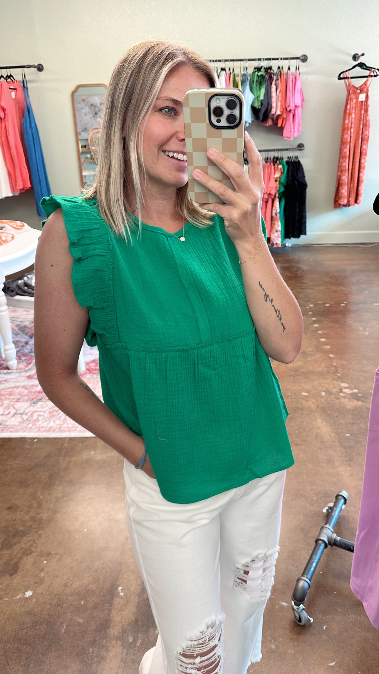 Ruffle Gauze Top
