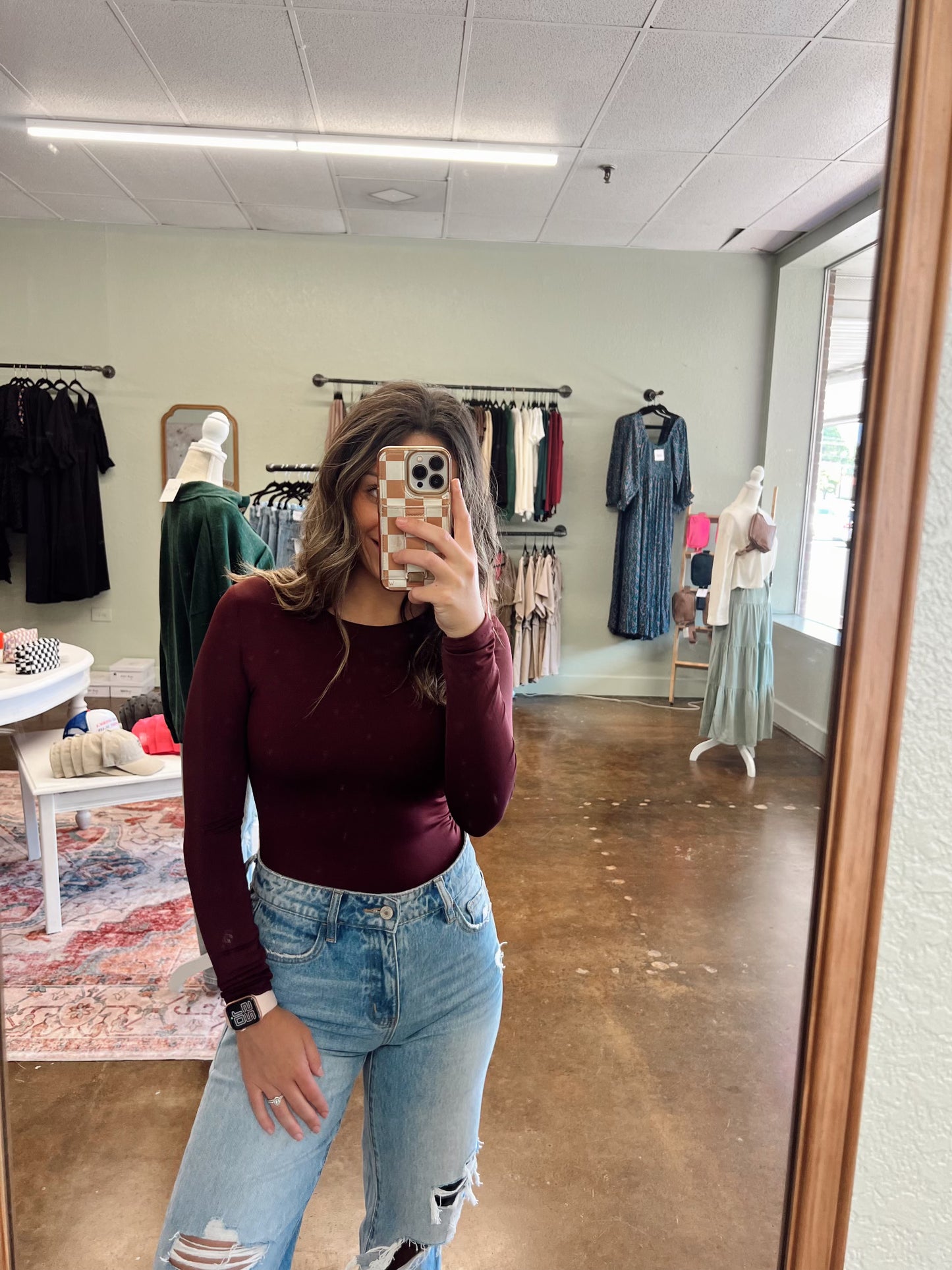 Maroon Round Neck Bodysuit