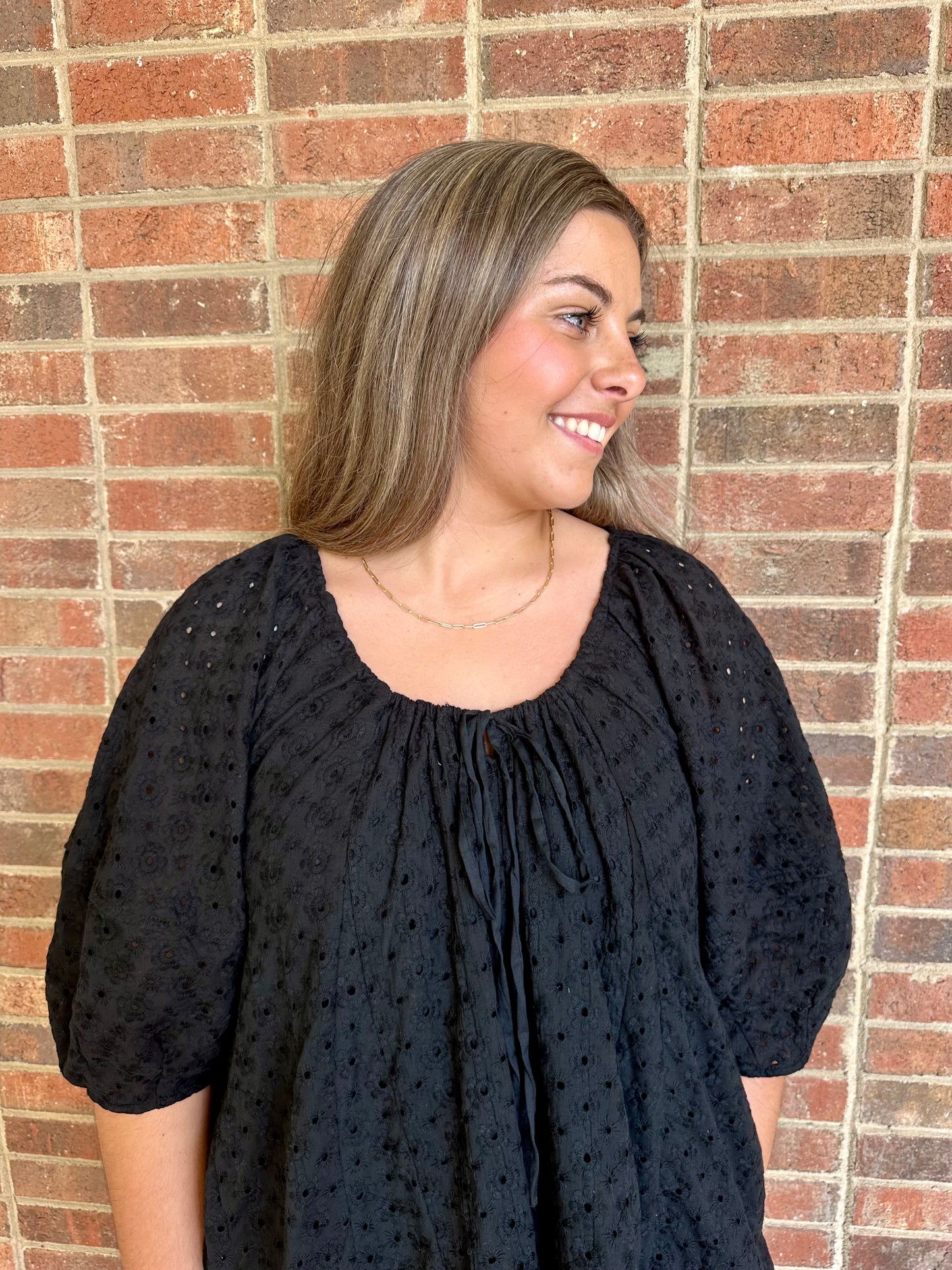 Eyelet Romper - Black