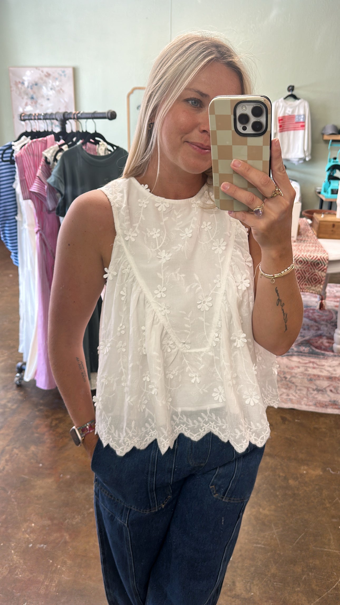 White Eyelet Top