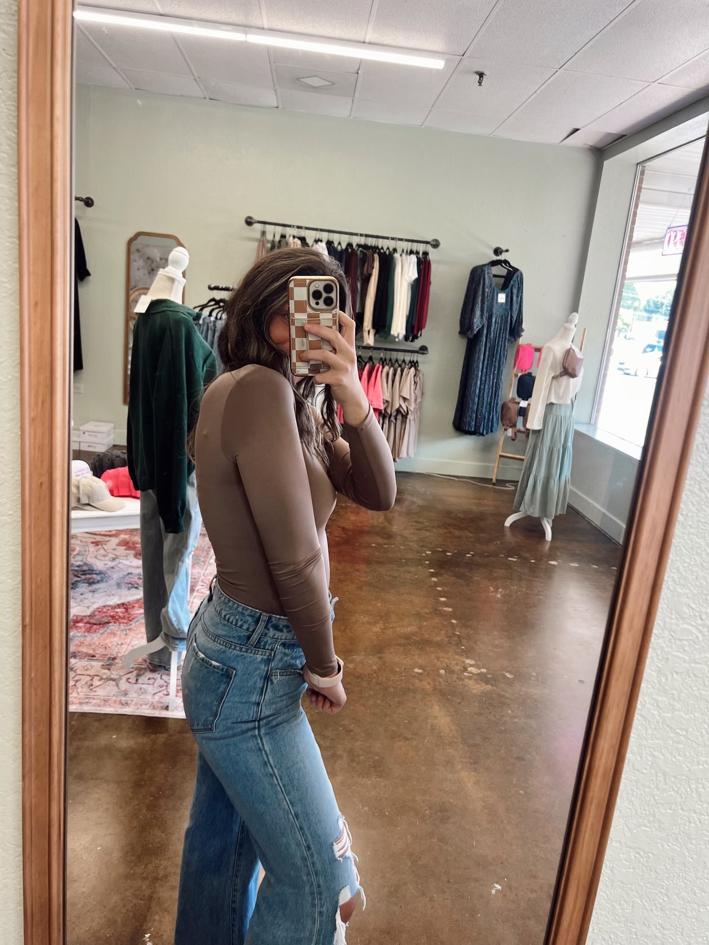 Taupe Round Neck Bodysuit