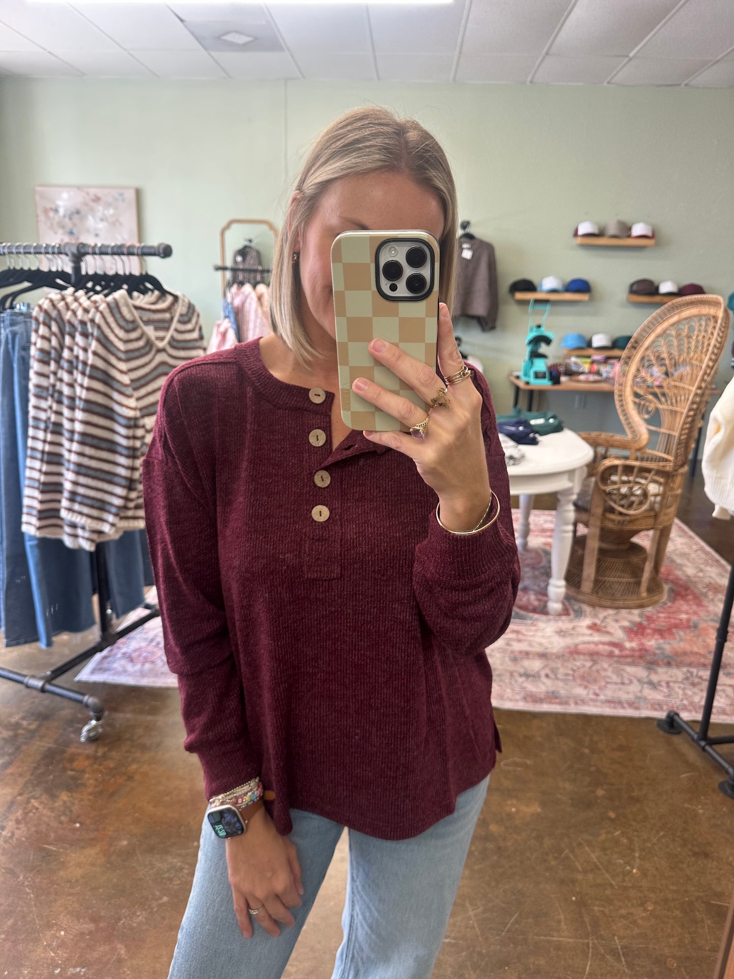 Berry Henley Top