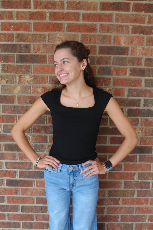 Black Ribbed Baby Tee