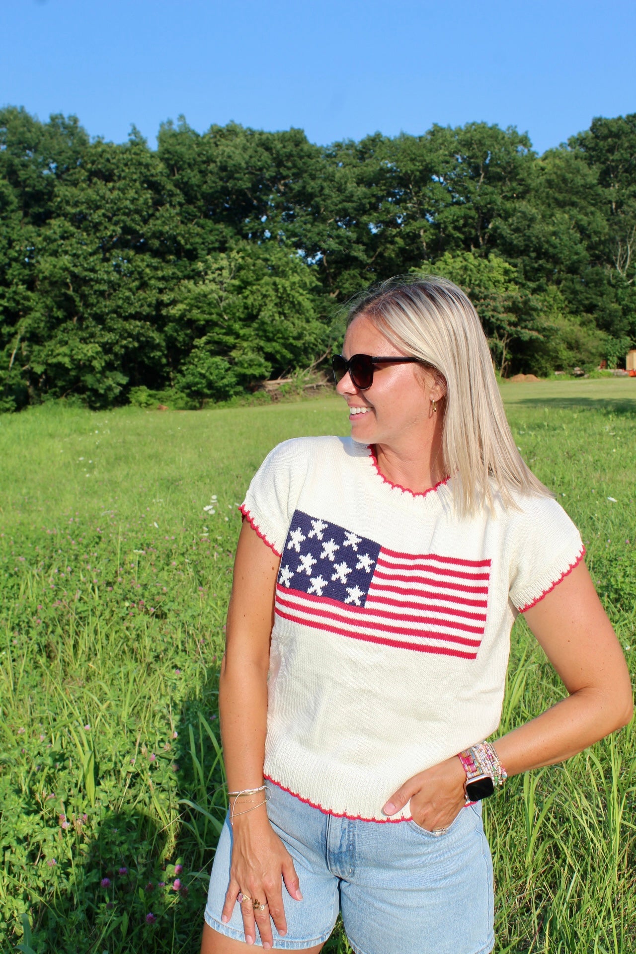 American Flag Knit Top