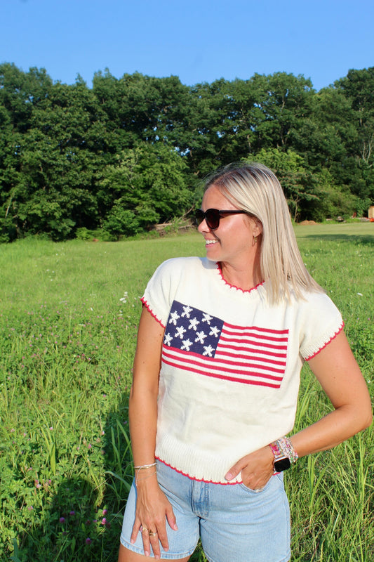 American Flag Knit Top
