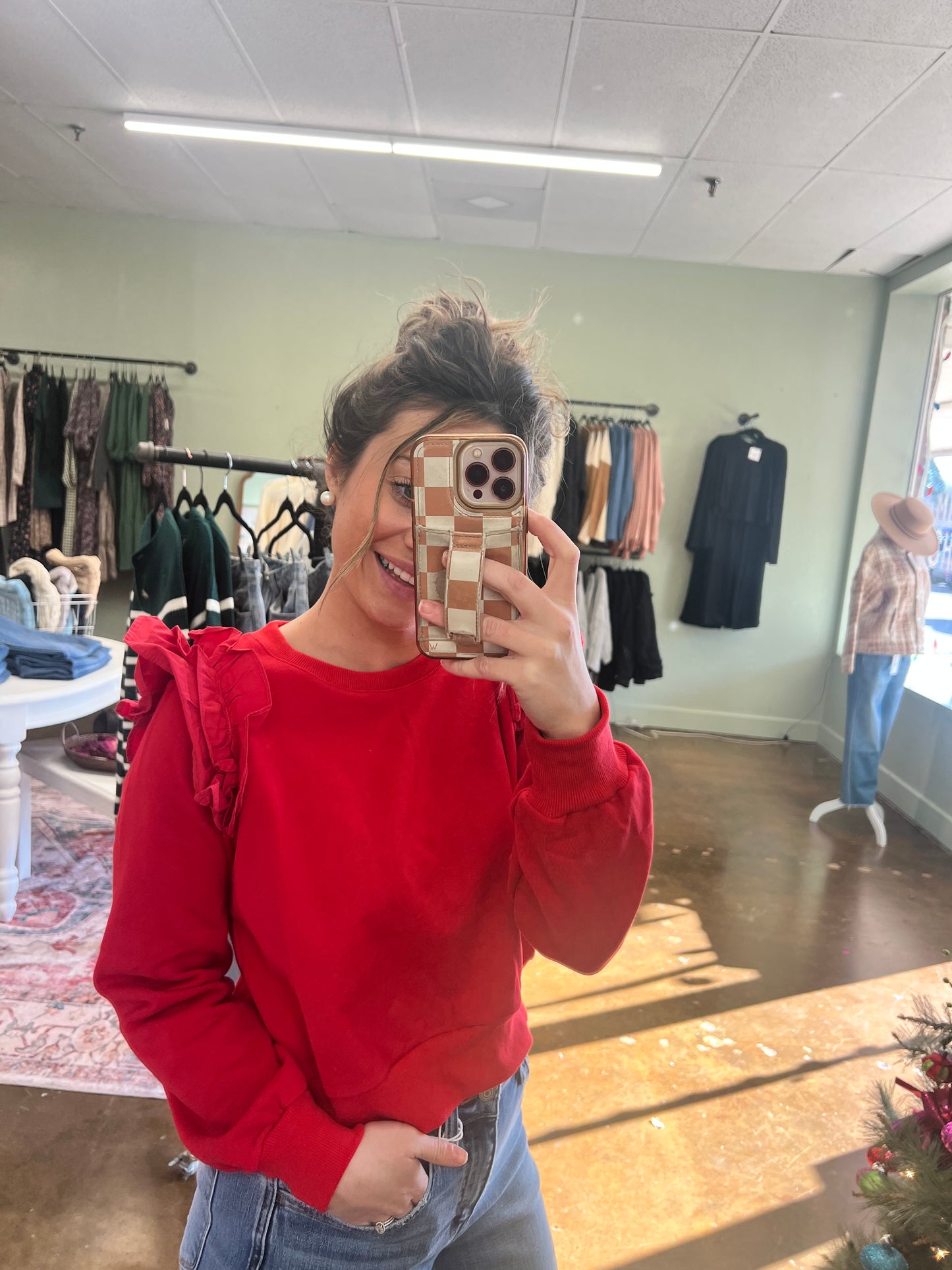 Cherry Ruffle Crewneck