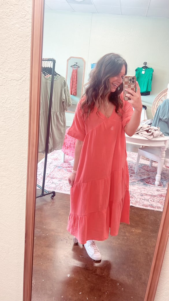 Coral Midi Dress