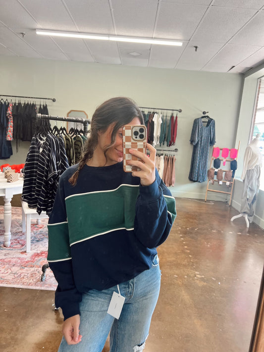 Navy Block Crewneck