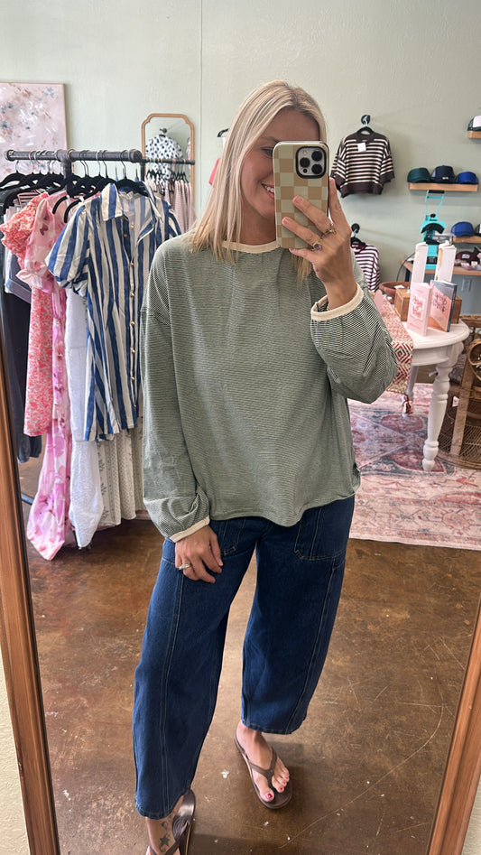 Green Striped Top