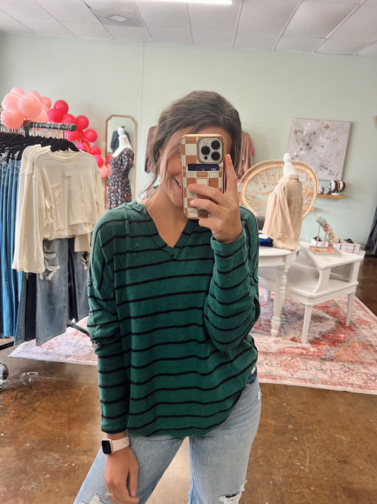 Stevie Striped Top - Hunter