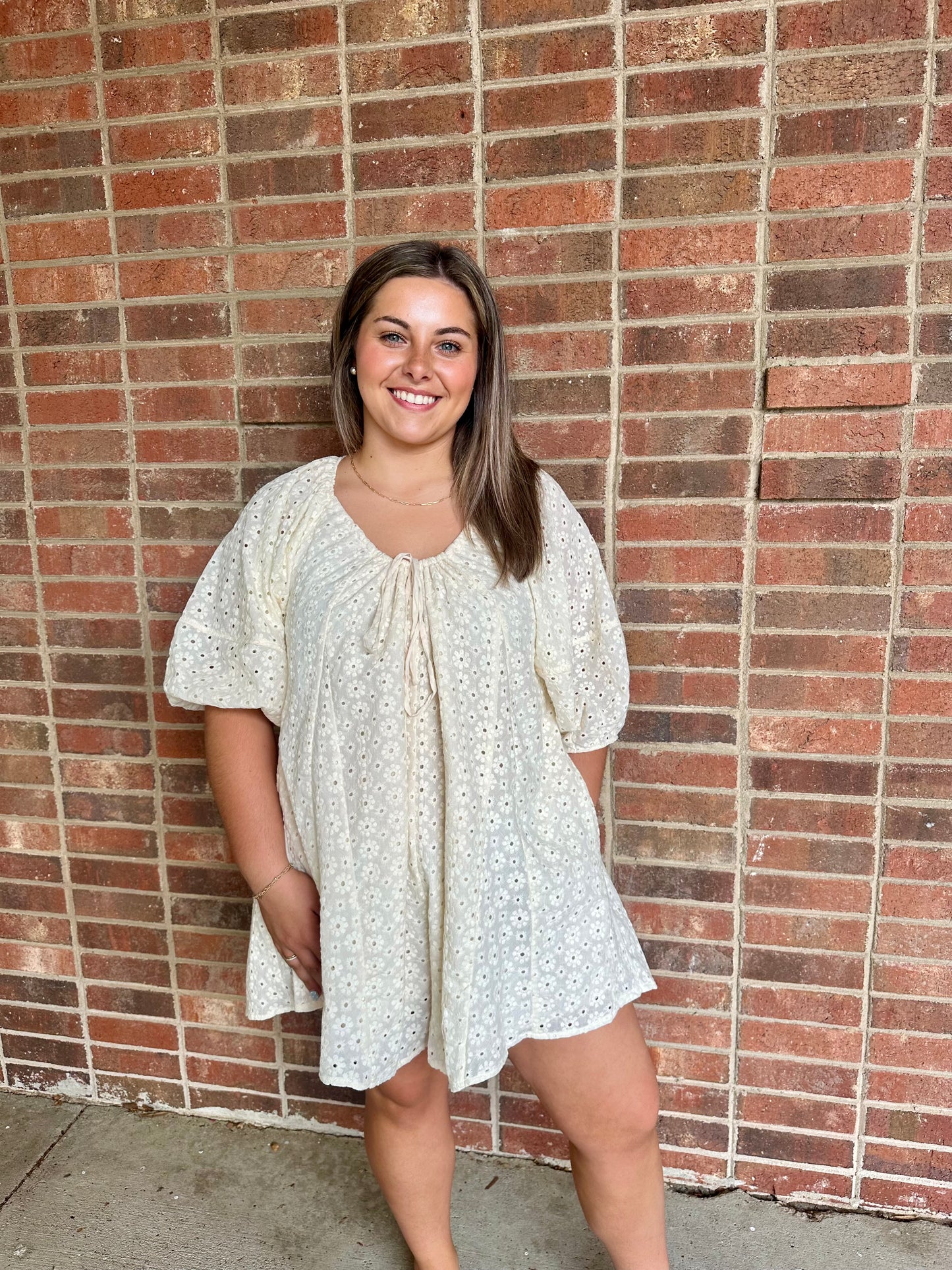 Eyelet Romper - Cream