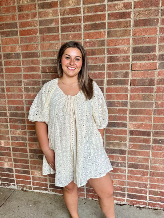 Eyelet Romper - Cream