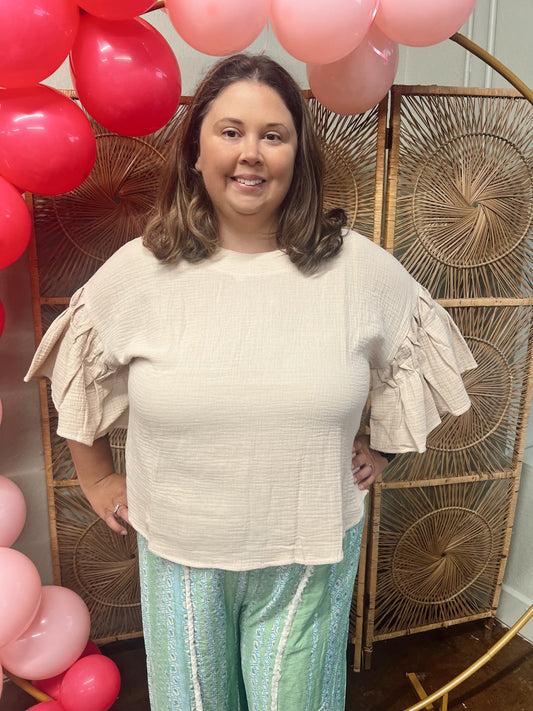 Beige Ruffle Blouse