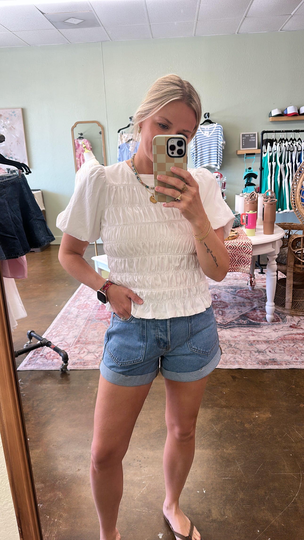 Cuff Denim Shorts