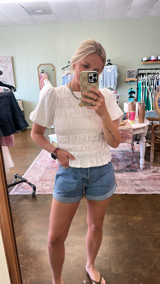 Cuff Denim Shorts