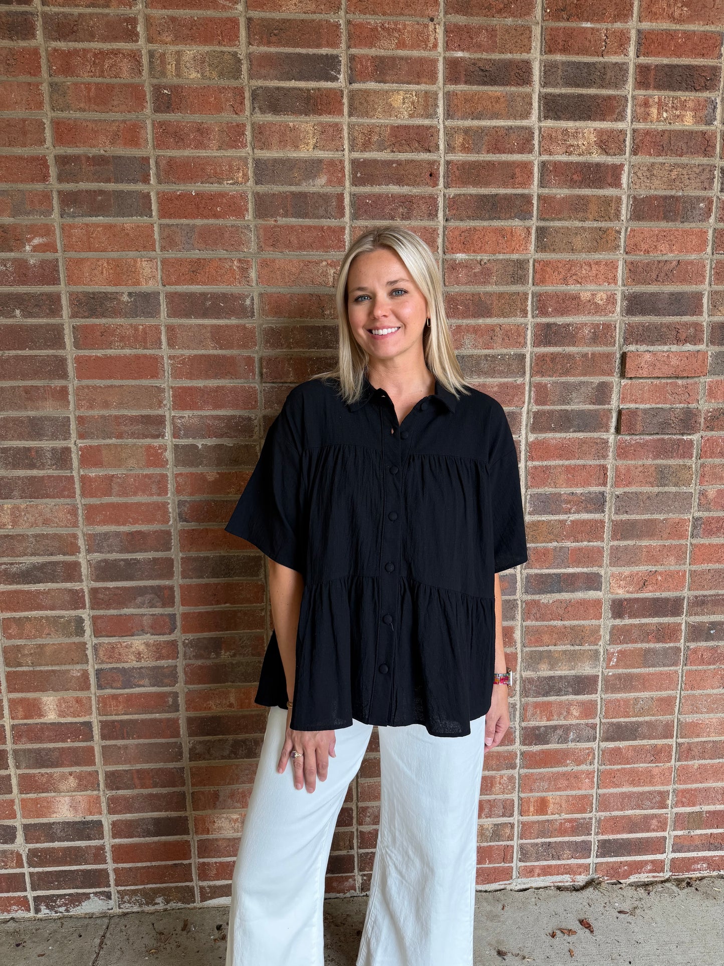 Black Button Top