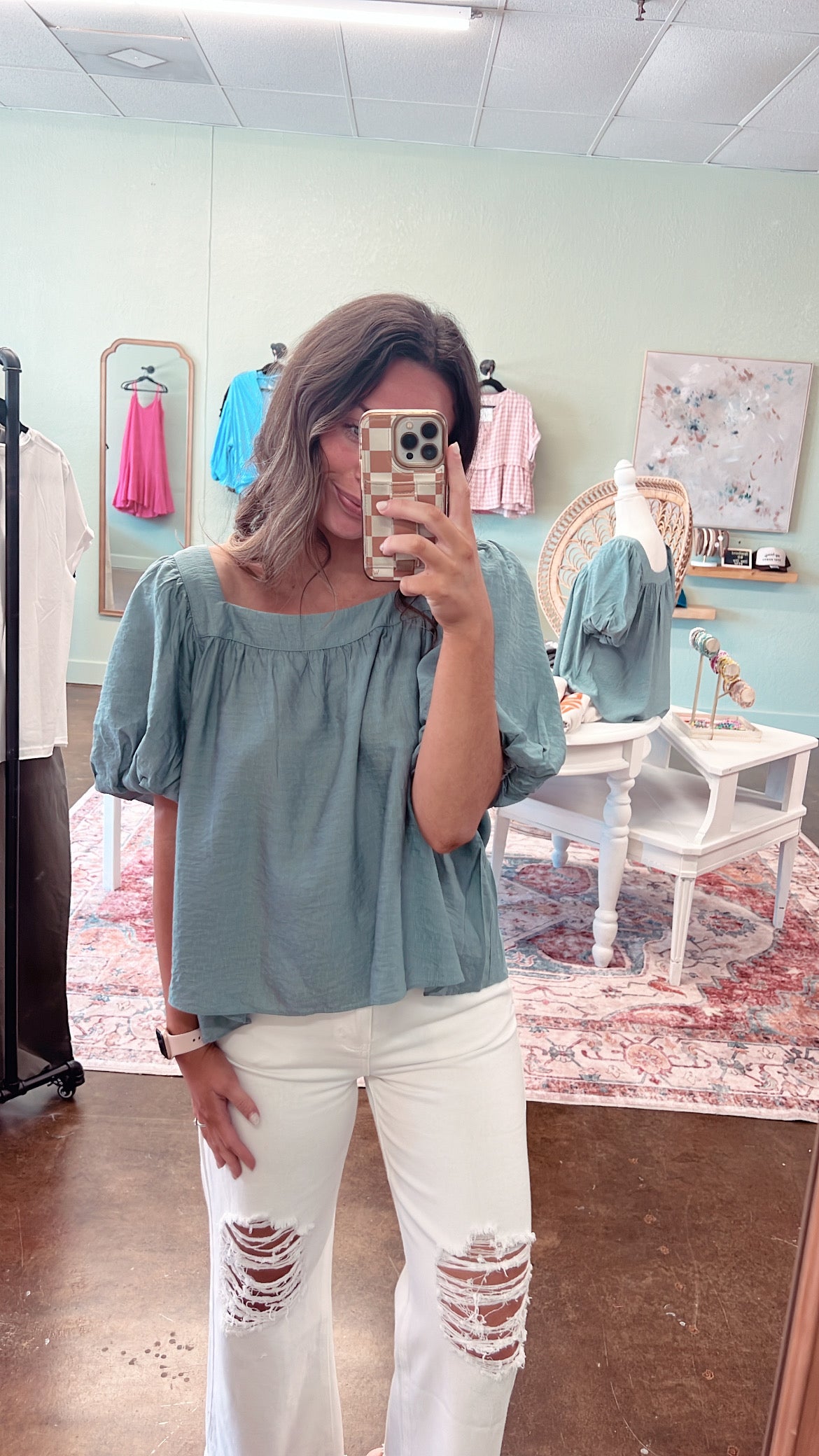 Sage Square Top