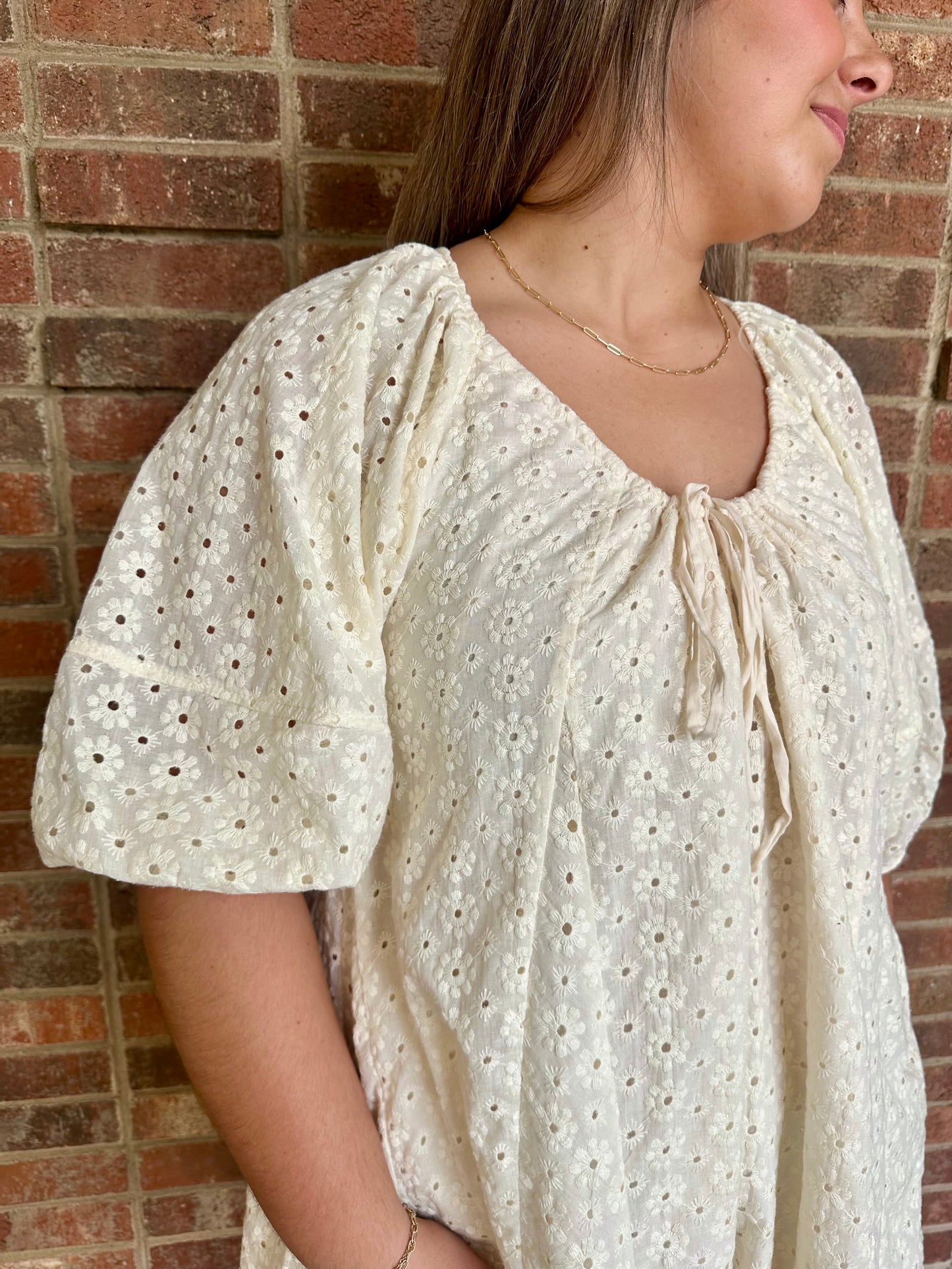 Eyelet Romper - Cream