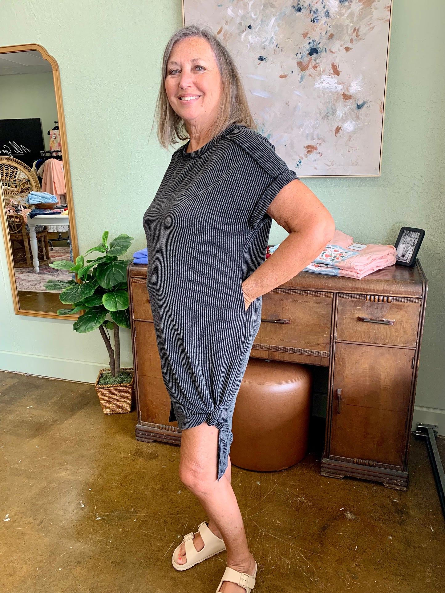 Ribbed Gray Dress