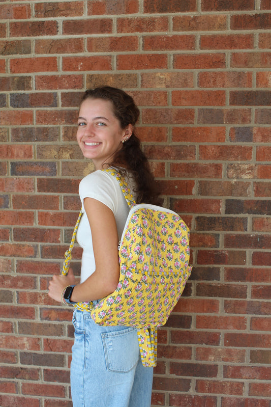 Quilted Backpack-Yellow