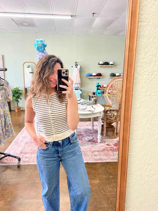 Beth Button Top - Black