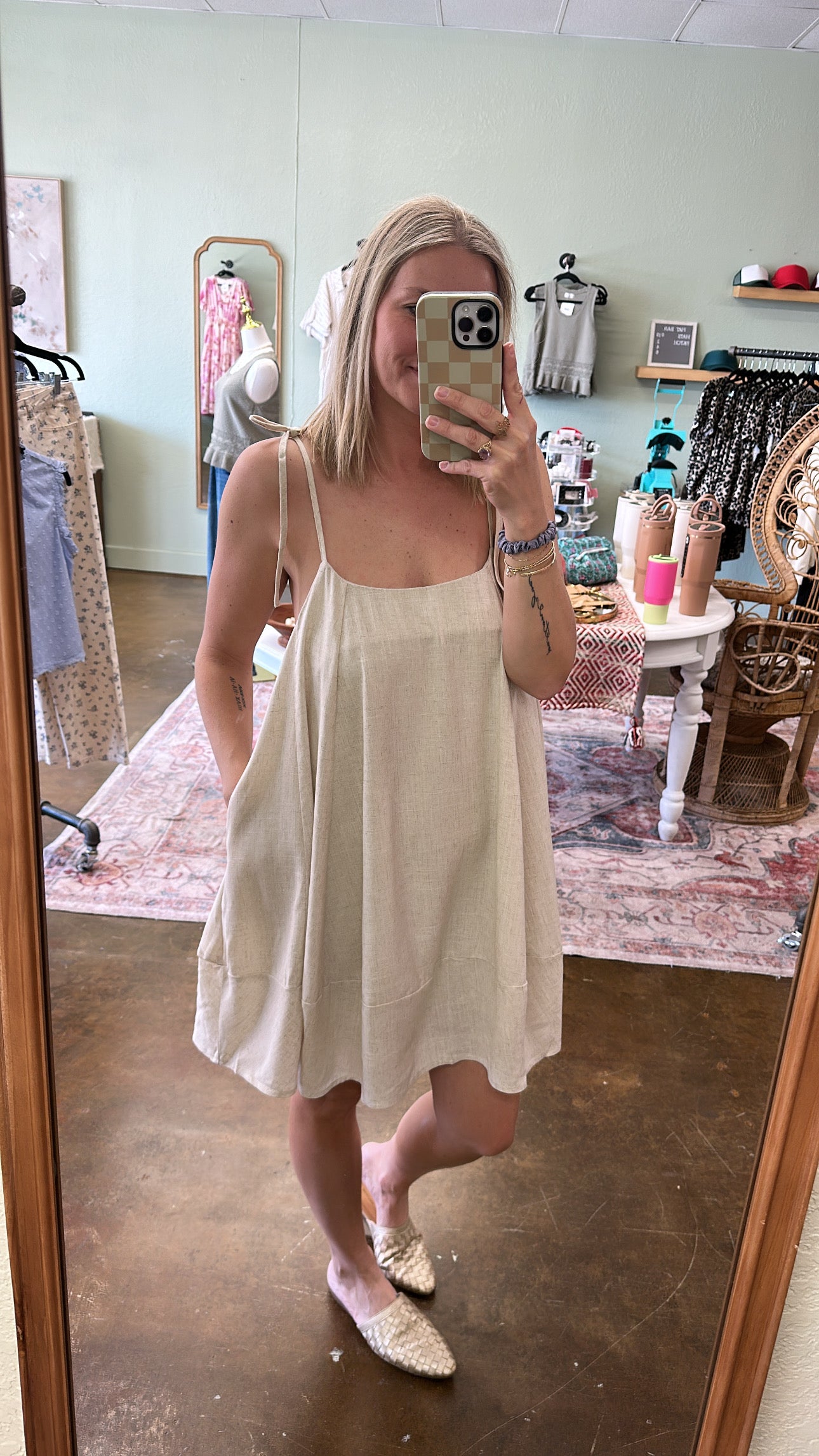 Taupe Linen Mini Dress