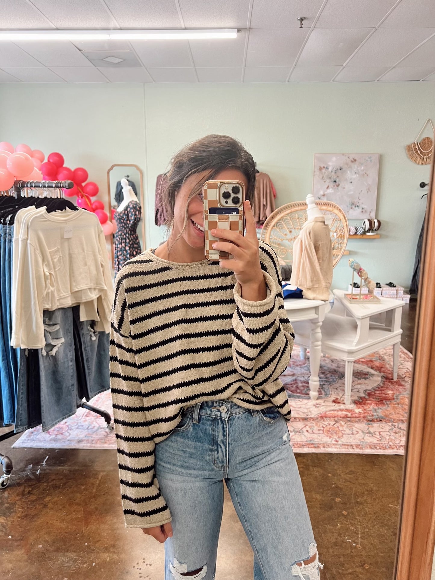 Sadie Striped Sweater - Taupe