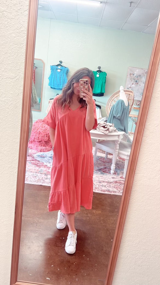 Coral Midi Dress
