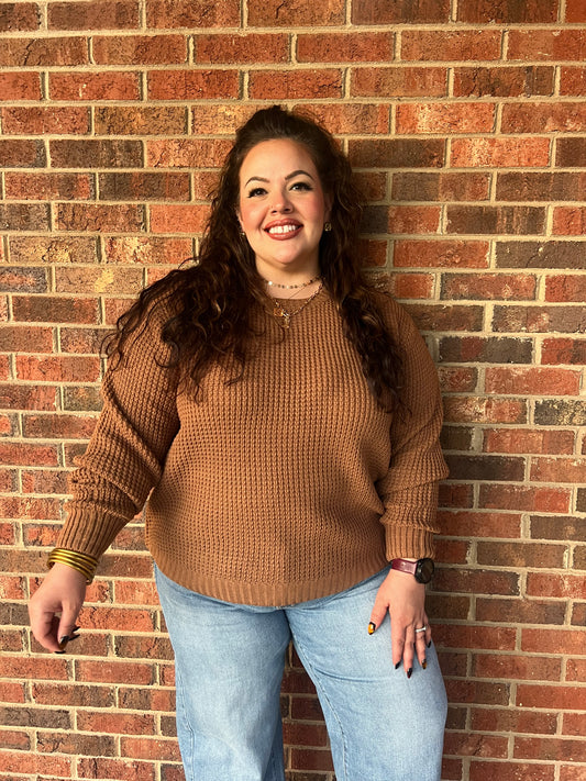 Camel Waffle Knit Sweater