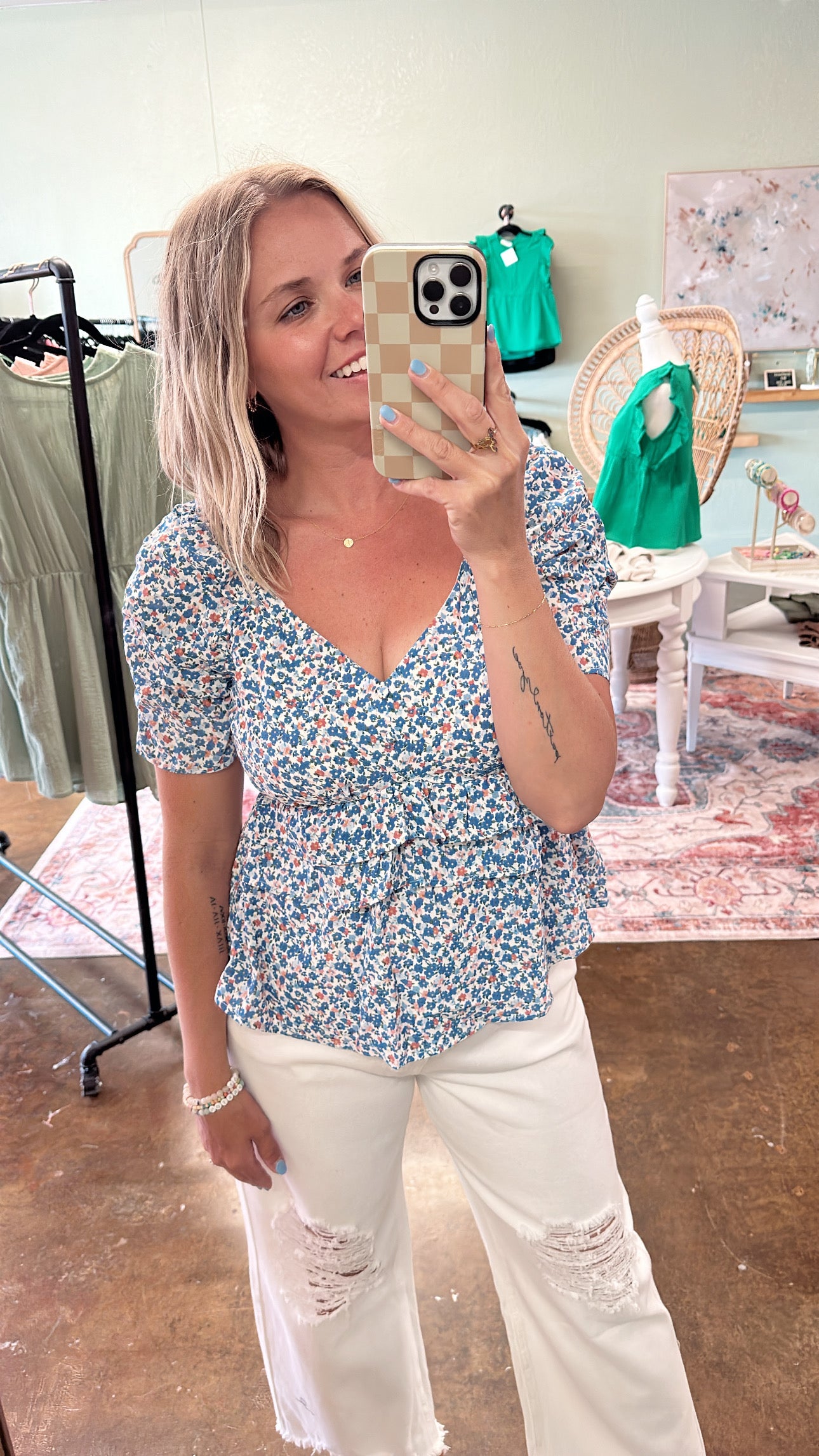 Blue Floral Blouse