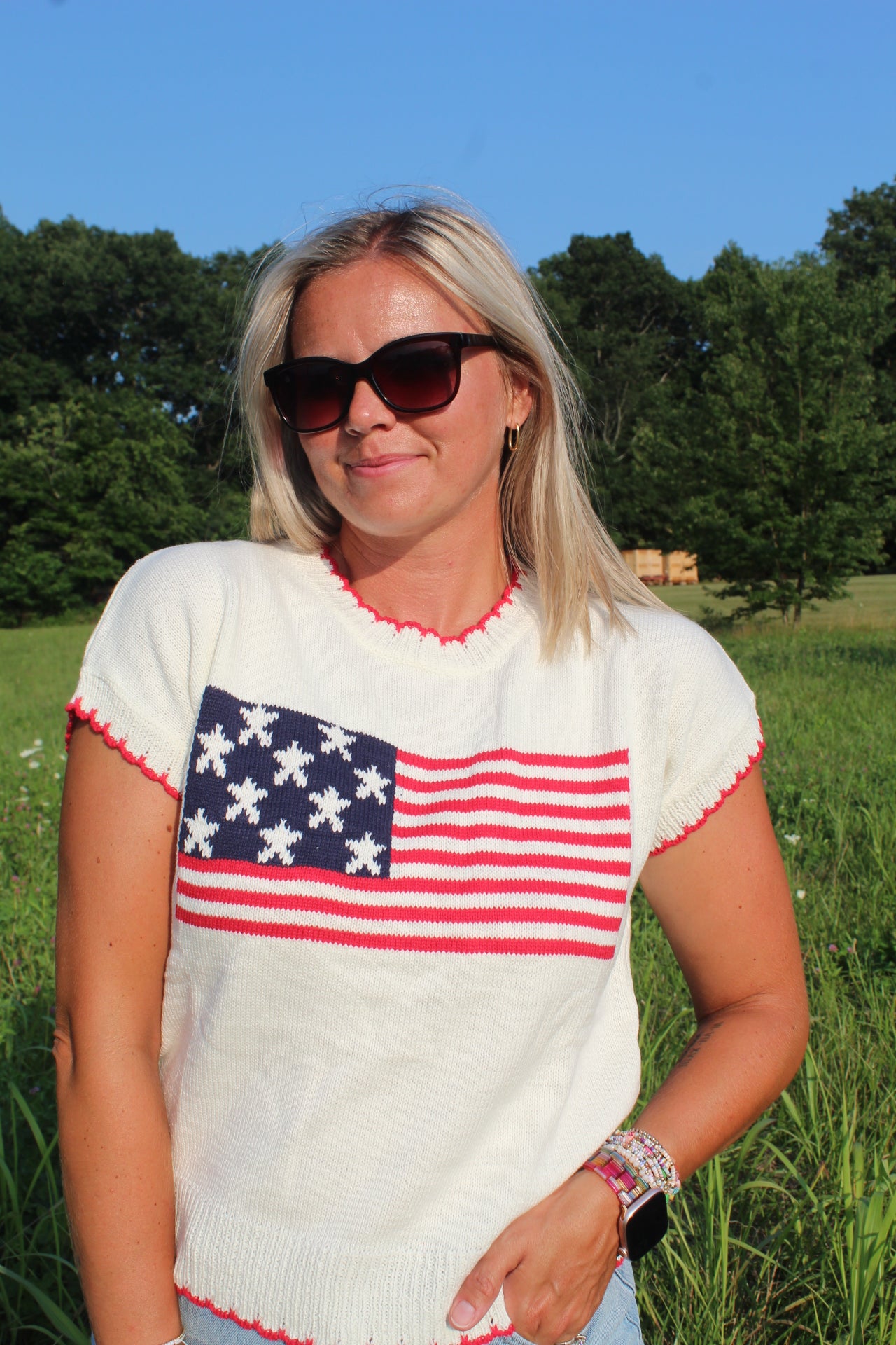 American Flag Knit Top