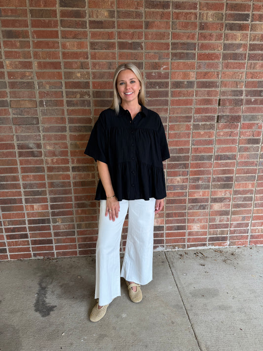 Black Button Top
