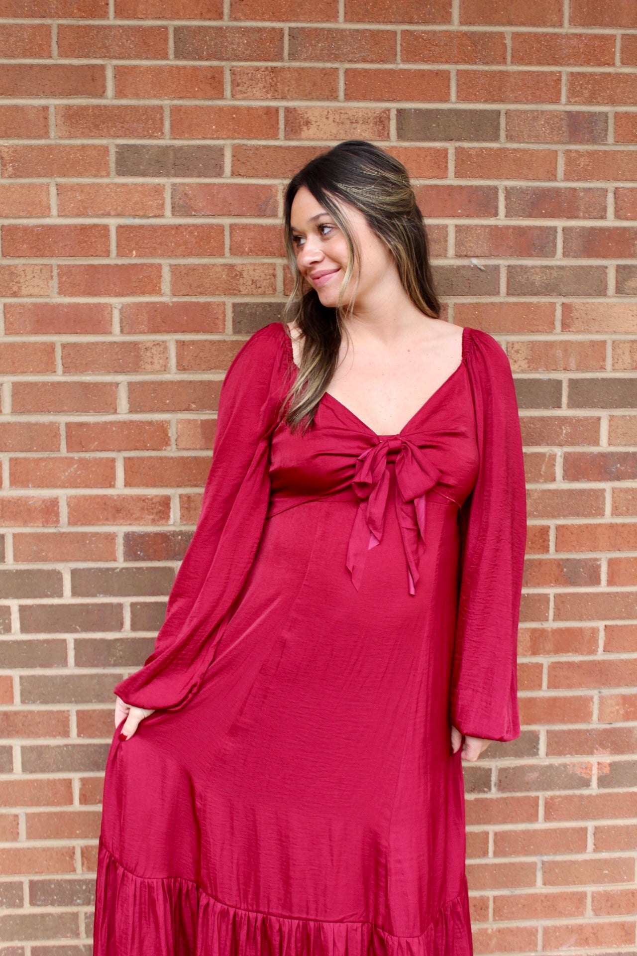 Cranberry Satin Dress