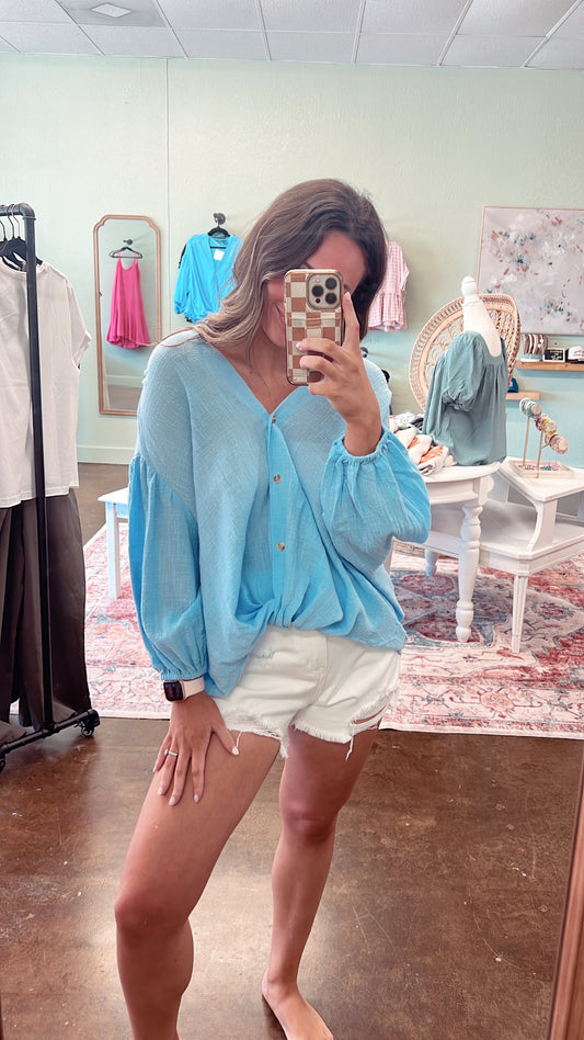 Twisted Button Top