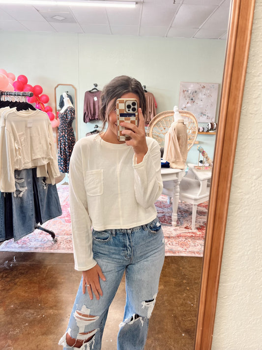 Oatmeal Ribbed Knit Top